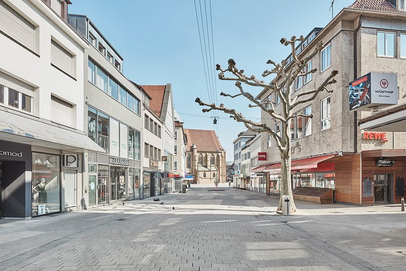 Heilbronn: Fleinerstraße mit Blick auf den Chors der Kilianskirche