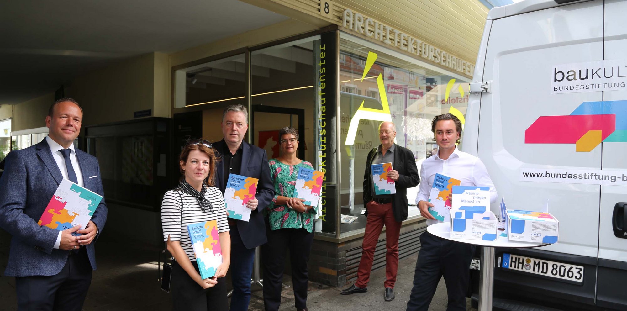 © Helen Meyer/Bundesstiftung Baukultur. v. l.  BM D. Fluhrer, S. Kraft, A. Grube, S. Böhm, H. Reyelts, J. Latzko