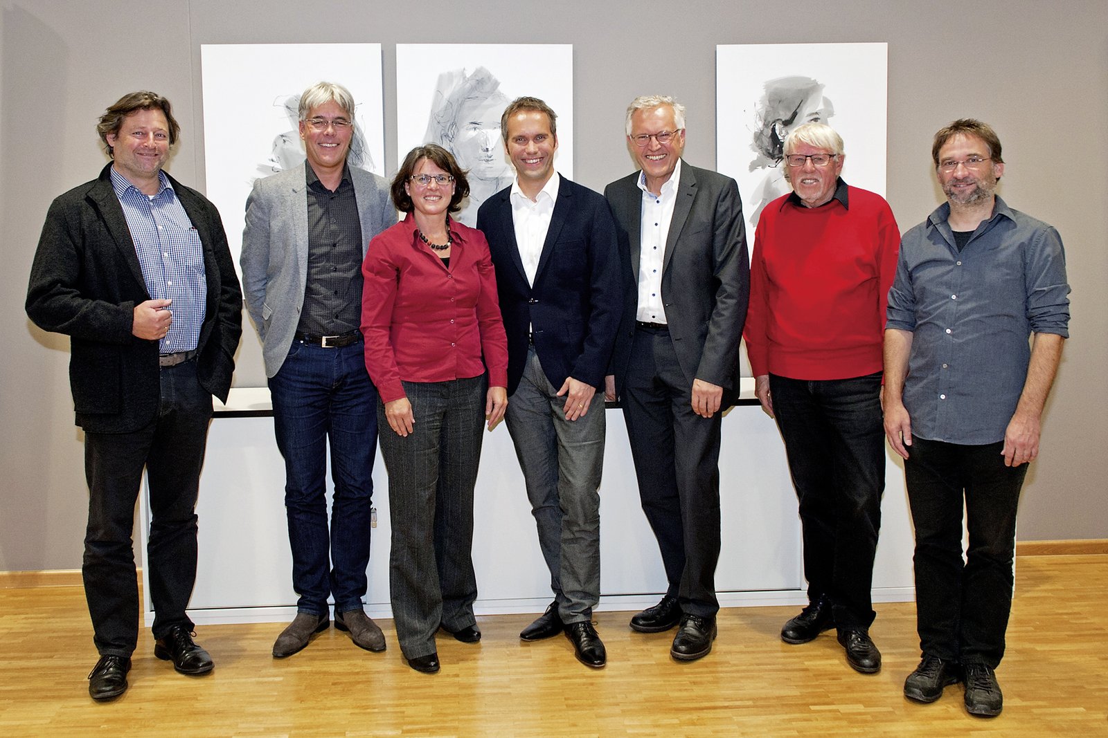 (v.l.) Frieder Wurm, Christian Kuhlbann, Iris Steger, Dirk Bastin, Albert Geiger, Jürgen Baumüller u. Christian Storch