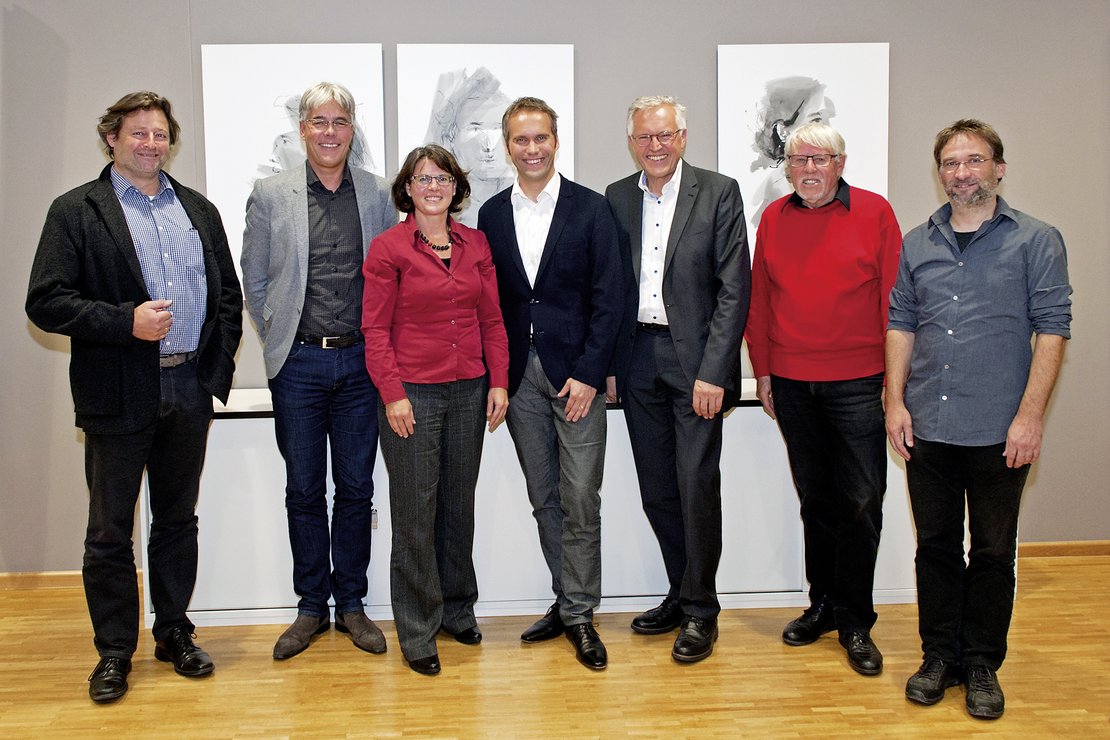 v.l. Frieder Wurm, Christian Kuhlmann, Iris Steger, Dirk Bastin, Albert Geiger, Jürgen Baumüller u. Christian Storch