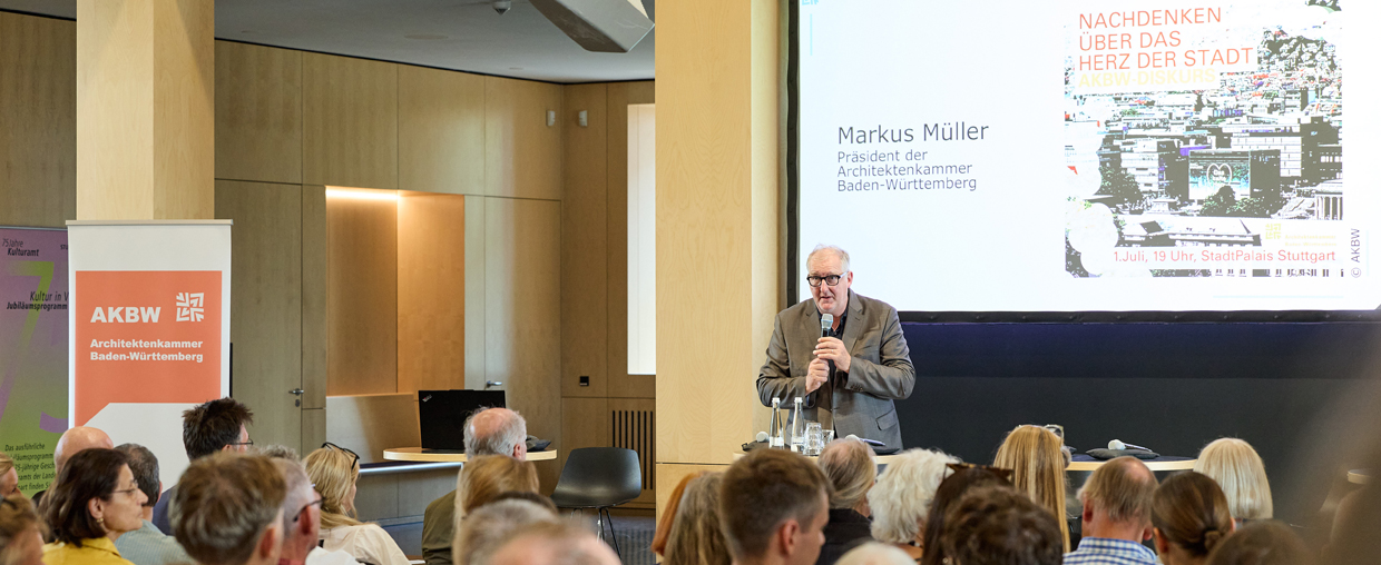 AKBW-Präsident Markus Müller am 1. Juli 2026 im StadtPalais Stuttgart